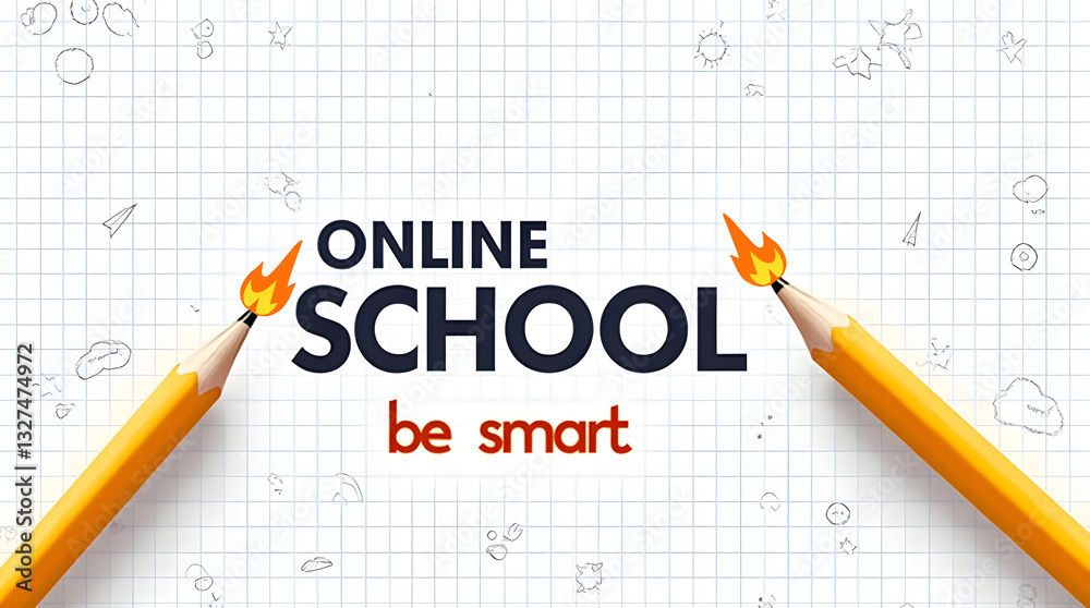 Online School Education Flaming Pencils Be Smart Graphic Design Grid Paper Online School Education Flaming Pencils Be Smart Graphic Design Grid Paper