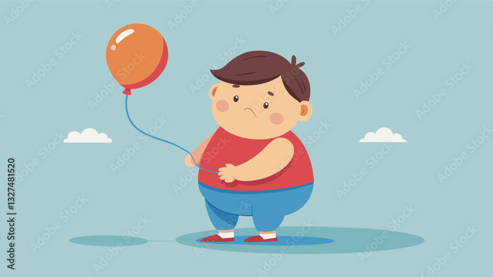 The sight of a malnourished child with a bloated stomach playing with a deflated balloon as they have nothing else to occupy their time.. Vector illustration The sight of a malnourished child with a bloated stomach playing with a deflated balloon as they have nothing else to occupy their time.. Vector illustration
