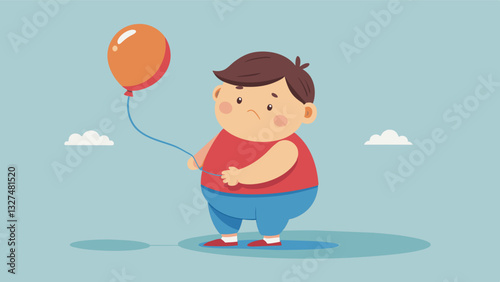 The sight of a malnourished child with a bloated stomach playing with a deflated balloon as they have nothing else to occupy their time.. Vector illustration