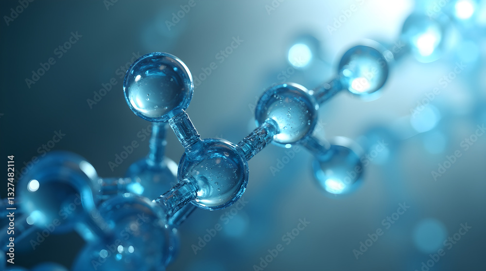 Molecular Structure Glossy Blue Science Technology Background Molecular Structure Glossy Blue Science Technology Background