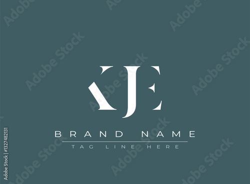 KJE abstract letter logo design. This logo is designed by three abstract letters.