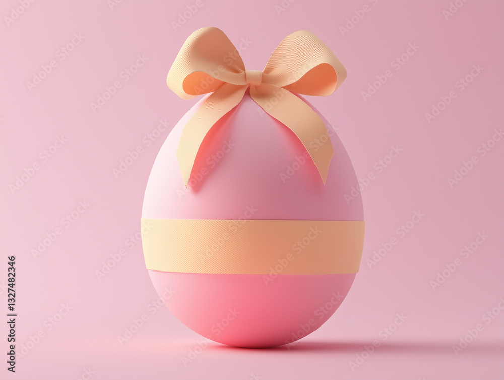 3D Easter egg with a ribbon tied around it isolated on a solid color background 3D Easter egg with a ribbon tied around it isolated on a solid color background