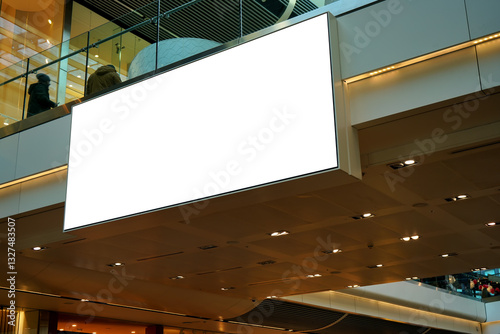 Advertisement light board in a shopping centre, white space mock up