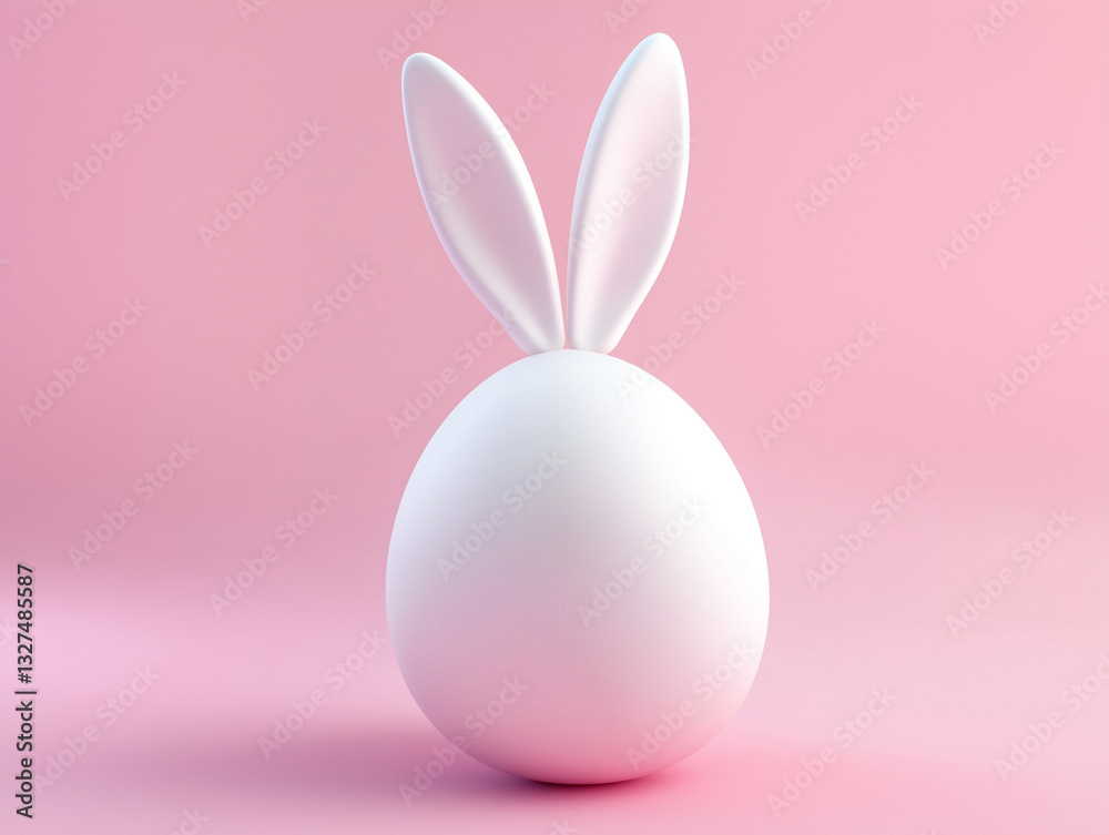 Obraz premium Cute Easter egg with a fluffy rabbit tail design