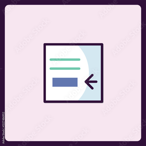 Document with an arrow, icon illustration for file transfer or import