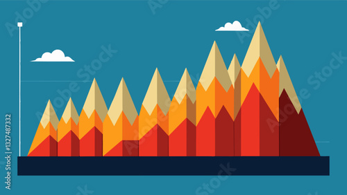 The peaks on the chart are like mountains representing the insurmountable prices that are nearly impossible for many people to afford.. Vector illustration
