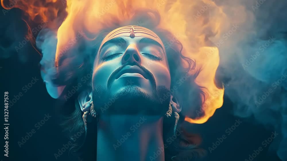 A surreal portrait of a mystical figure in deep meditation, surrounded by flames and divine energy, symbolizing transcendence and enlightenment. . High quality 4k footage A surreal portrait of a mystical figure in deep meditation, surrounded by flames and divine energy, symbolizing transcendence and enlightenment. . High quality 4k footage