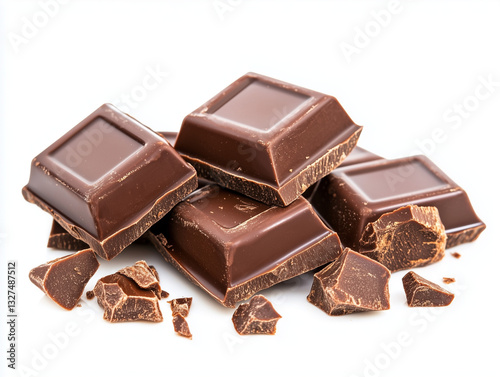 Chocolate pieces isolated on a white background