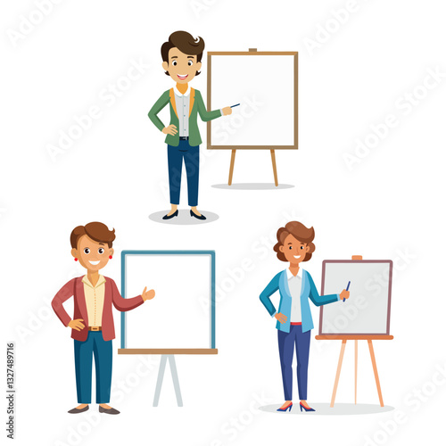 An illustration of a teacher with a board