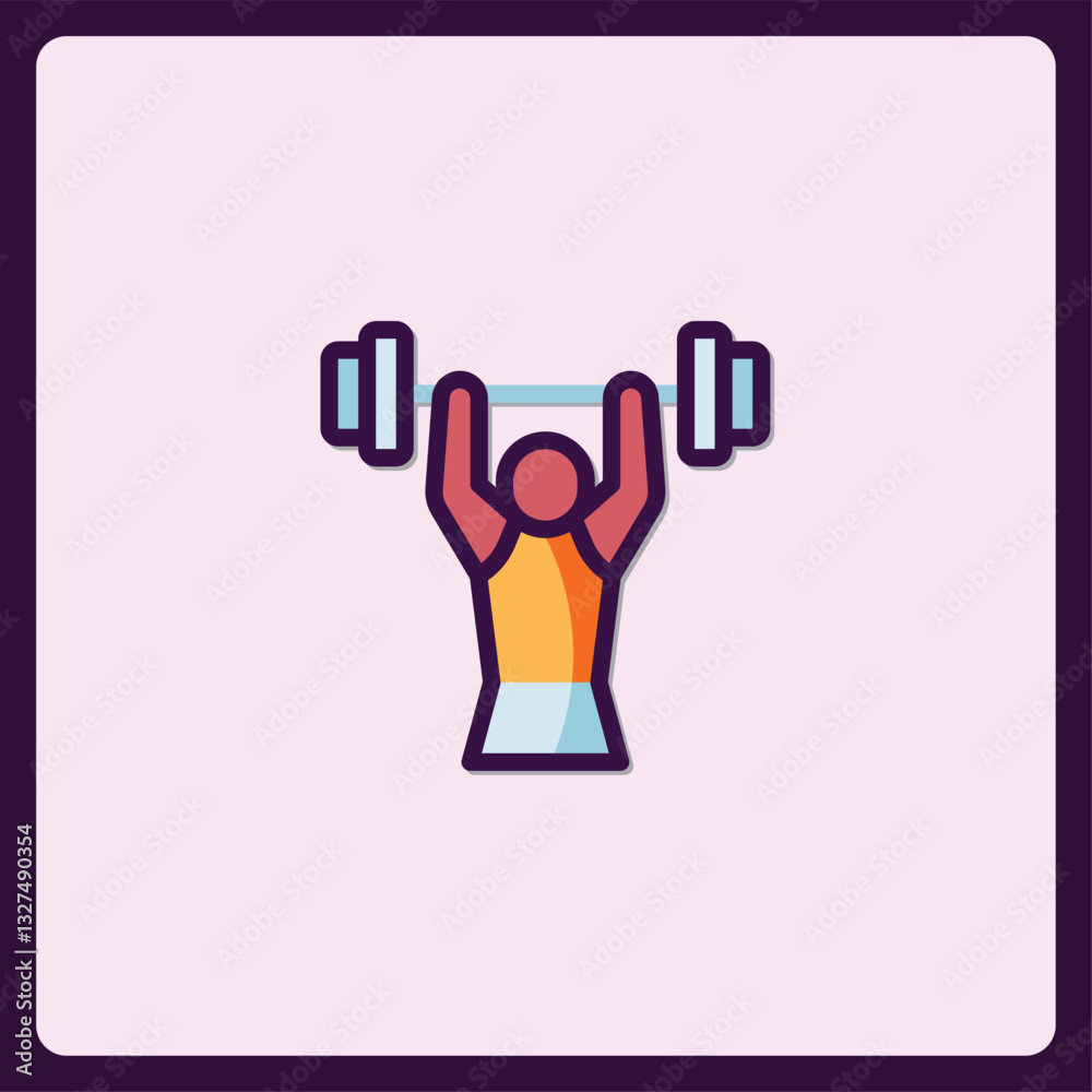 Obraz premium Stylized icon representing a person weightlifting for sports and fitness