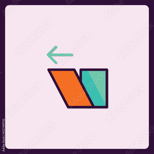 Colorful geometric arrow pointing left direction concept icon design