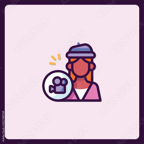 Stylized icon depicting a content creator, showcasing filming abilities