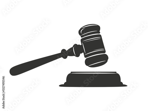 Judge gavel silhouette icon vector on white background. Judge Gavel Silhouette Icon Vector Legal Justice Symbol, Courtroom Illustration, law icon vector. auction hammer.