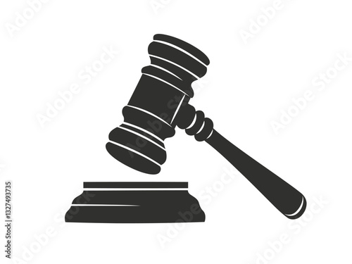 Judge gavel silhouette icon vector on white background. Judge Gavel Silhouette Icon Vector Legal Justice Symbol, Courtroom Illustration, law icon vector. auction hammer.