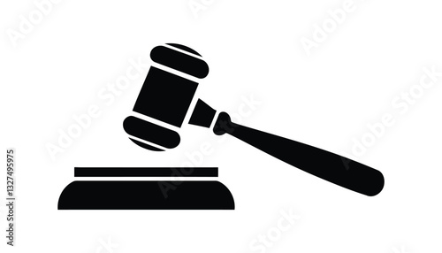 Judge gavel silhouette icon vector on white background. Judge Gavel Silhouette Icon Vector Legal Justice Symbol, Courtroom Illustration, law icon vector. auction hammer.