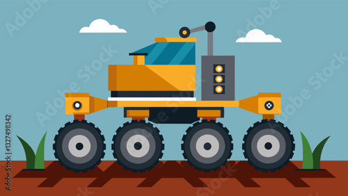 Soiltilling robots are designed with lightweight materials making them easy to transport and operate on steep or uneven terrain inaccessible to traditional tillers.. Vector illustration
