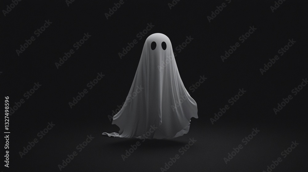 Ghost Floats on Dark Background Ghost Floats on Dark Background