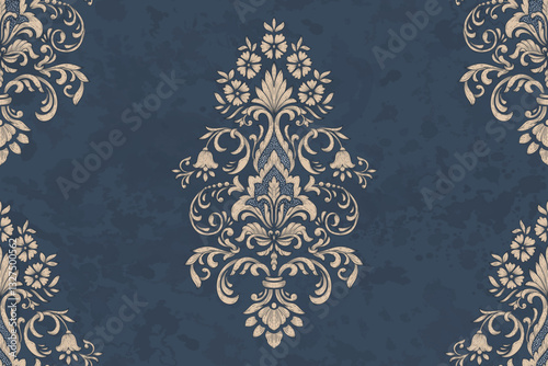 Damask seamless pattern element. Vector classical luxury old fashioned damask ornament, royal victorian seamless texture for wallpapers, textile, wrapping. Vintage exquisite floral baroque template.