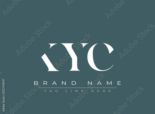 KYC abstract letter logo design. This logo is designed by three abstract letters.