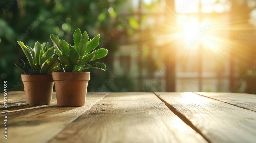 Two beautifully potted plants bask in warm sunlight, their lush greenery creating an inviting atmosphere that enhances the essence of nature in any space. Two beautifully potted plants bask in warm sunlight, their lush greenery creating an inviting atmosphere that enhances the essence of nature in any space.