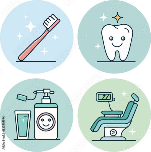 Set of Dental Care Icons with Editable Stroke in Vector Format