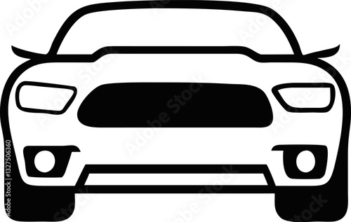 Front Car Icon - Black and White Vehicle Vector