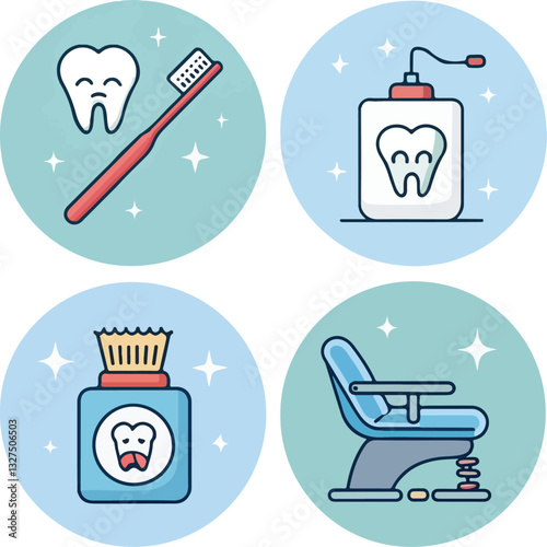Set of Dental Care Icons with Editable Stroke in Vector Format