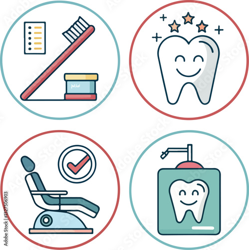Set of Dental Care Icons with Editable Stroke in Vector Format