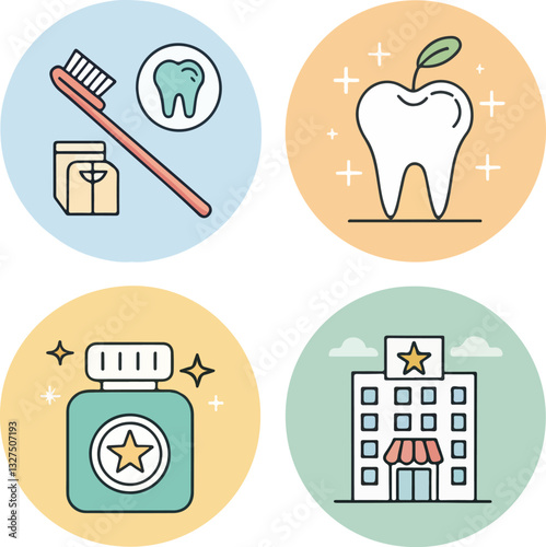 Set of Dental Care Icons with Editable Stroke in Vector Format