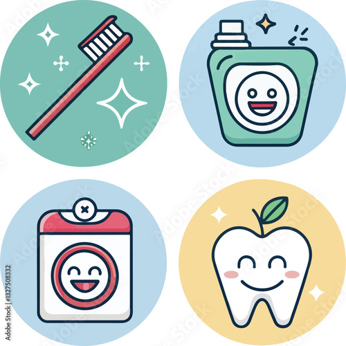Set of Dental Care Icons with Editable Stroke in Vector Format