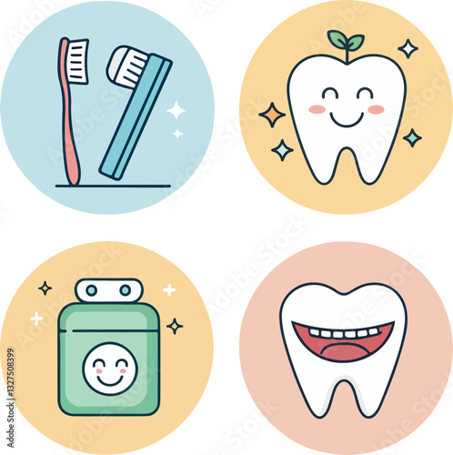 Set of Dental Care Icons with Editable Stroke in Vector Format