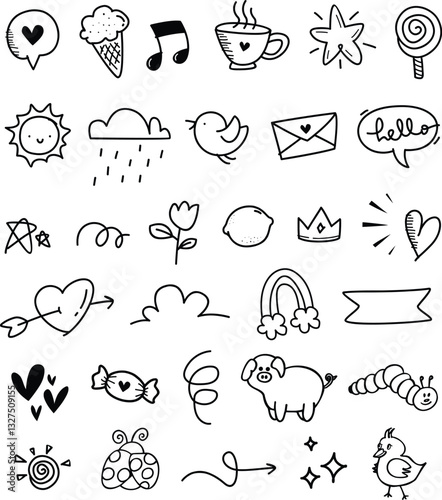 Cute hand drawn doodle vector set