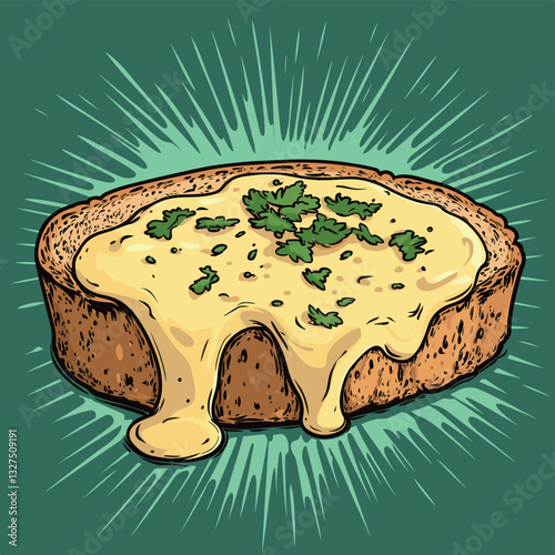 Melting cheese over crispy toasted bread, celebrating joy of Hot Cheese Sandwich Day. Melting goodness creates comforting experience. Melting cheese and comfort food concept
