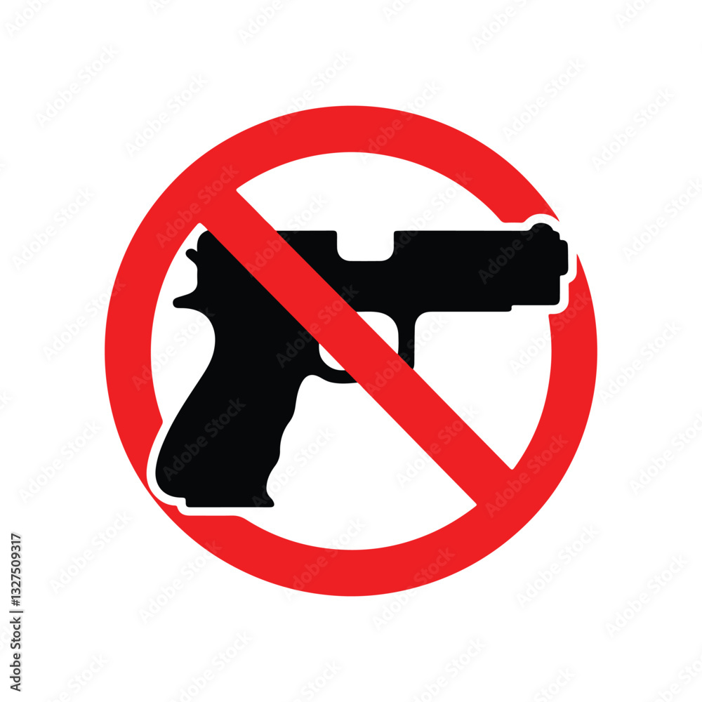 No guns allowed warning sign illustration No guns allowed warning sign illustration