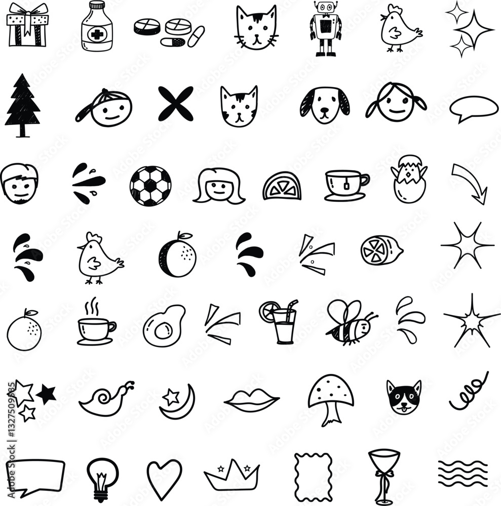 Fototapeta premium Cute hand drawn doodle vector set