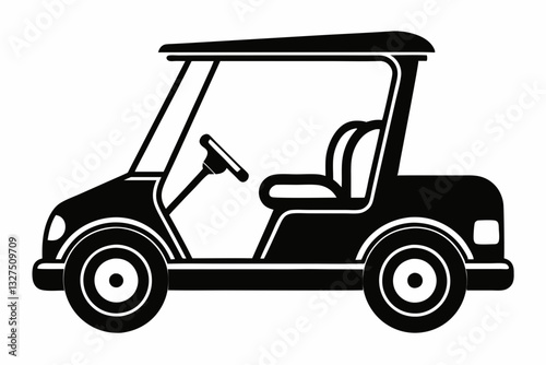 golf cart line art silhouette vector illustration