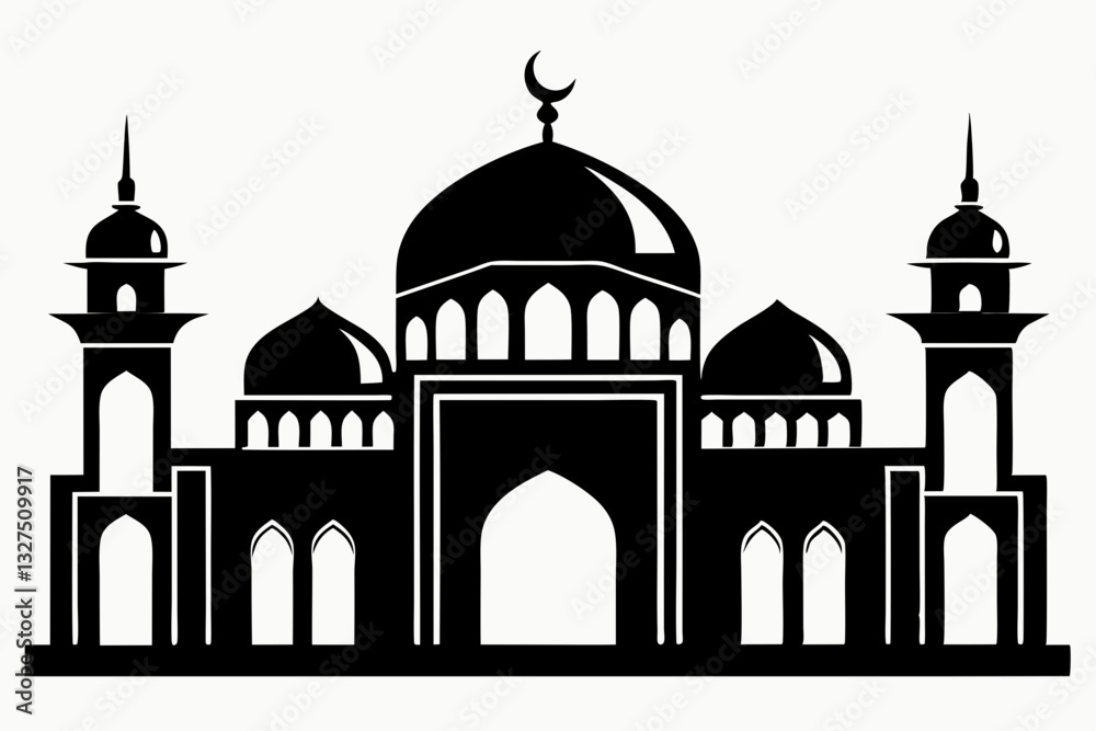 mosque line art silhouette vector illustration mosque line art silhouette vector illustration