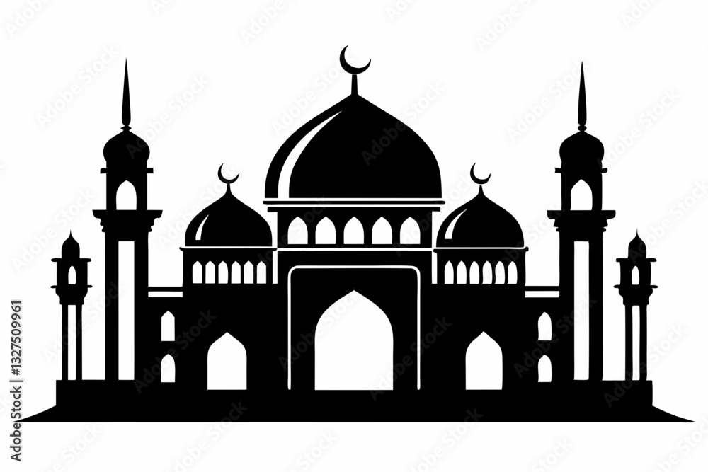 Fototapeta premium mosque line art silhouette vector illustration