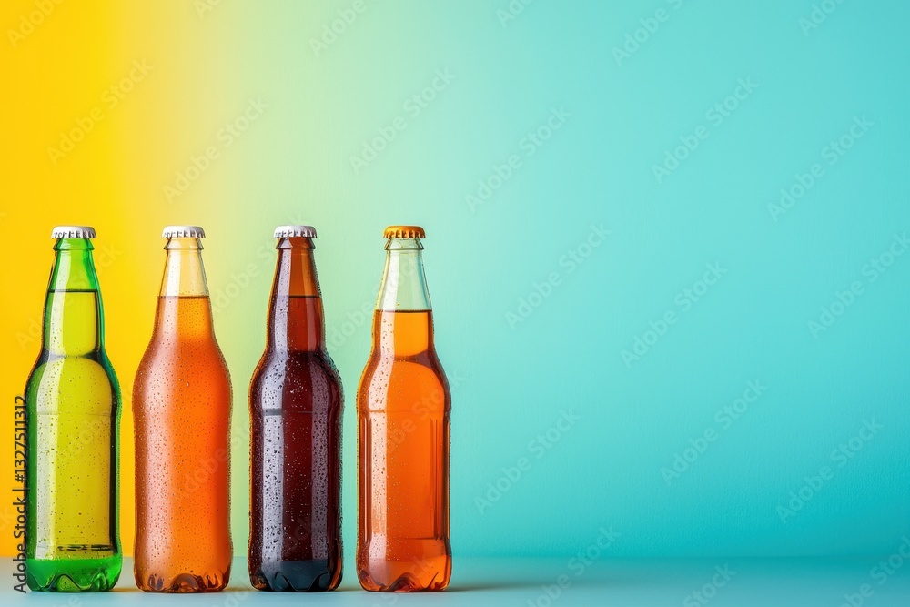 Refreshing beverage display modern studio photography vibrant colors close-up beverage variety Refreshing beverage display modern studio photography vibrant colors close-up beverage variety