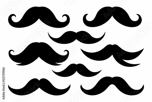 set of mustaches line art silhouette vector illustration
