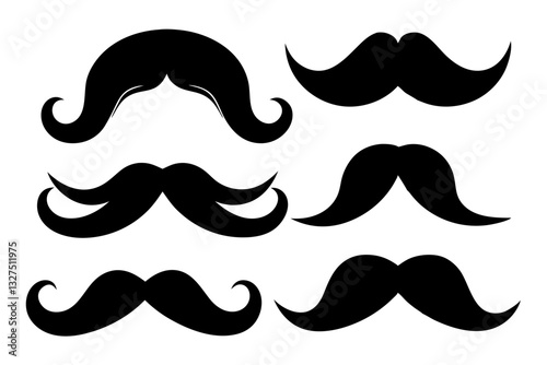 set of mustaches line art silhouette vector illustration