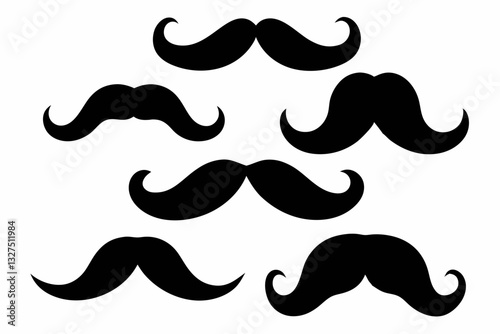 set of mustaches line art silhouette vector illustration