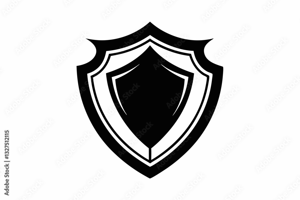 shield icon line art silhouette vector illustration shield icon line art silhouette vector illustration