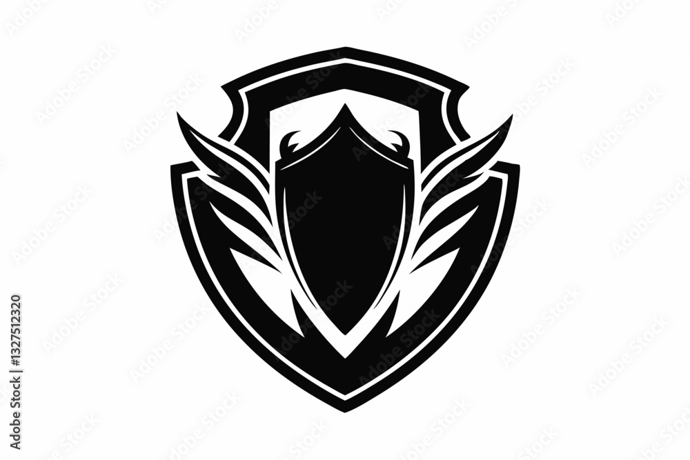 shield icon line art silhouette vector illustration shield icon line art silhouette vector illustration