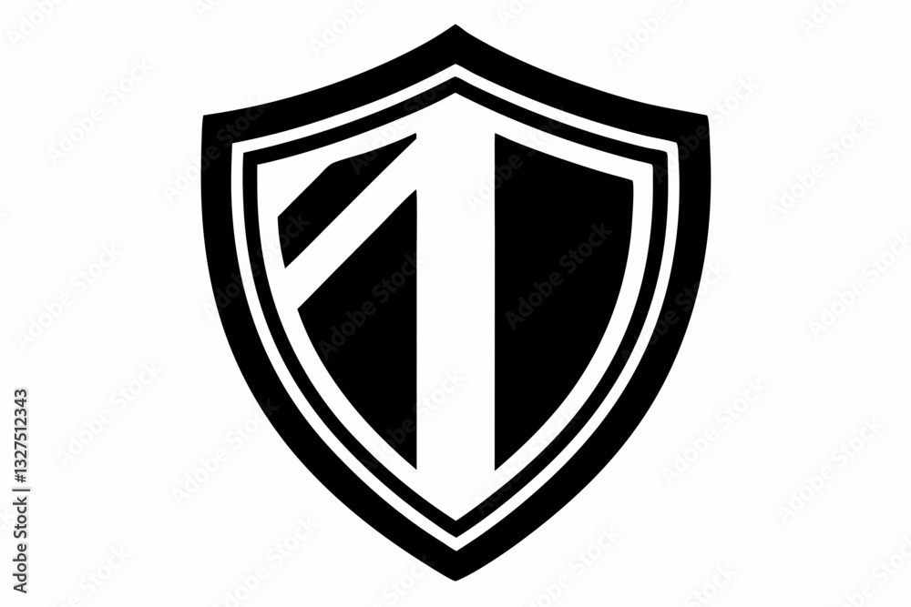 shield icon line art silhouette vector illustration shield icon line art silhouette vector illustration