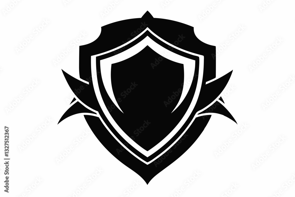 shield icon line art silhouette vector illustration shield icon line art silhouette vector illustration