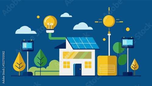 SolarPowered Lighting A smart lighting solution that uses solar panels to power the lights reducing energy costs and promoting sustainability.. Vector illustration