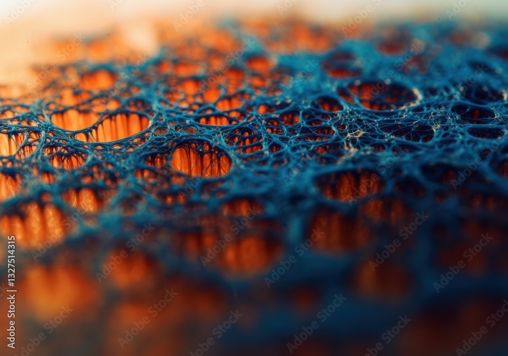 Close-up of intricate blue foam texture with bubbles and patterns Close-up of intricate blue foam texture with bubbles and patterns