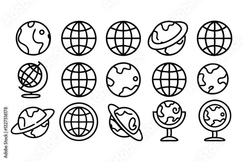 globe and planet related editable stroke outline i