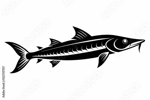 barracuda line art silhouette vector illustration